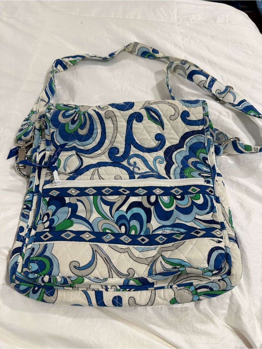 Vera Bradley Rhythm & Blues Blue Green Floral Crossbody Bag Retired Print